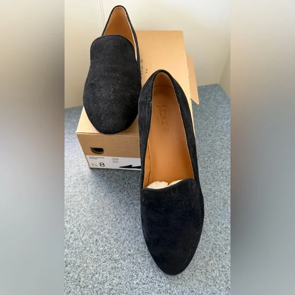NWT J.Crew Black Suede Women's Smoking Slip On Loafers US 8 - Picture 8 of 9